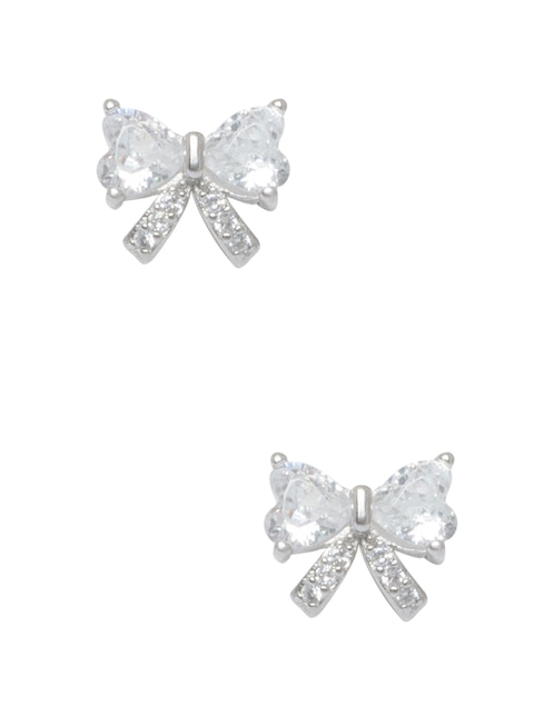 Aretes cortos de Moño  Coquette .925 de plata P 925 con acabado pavé zirconia 1