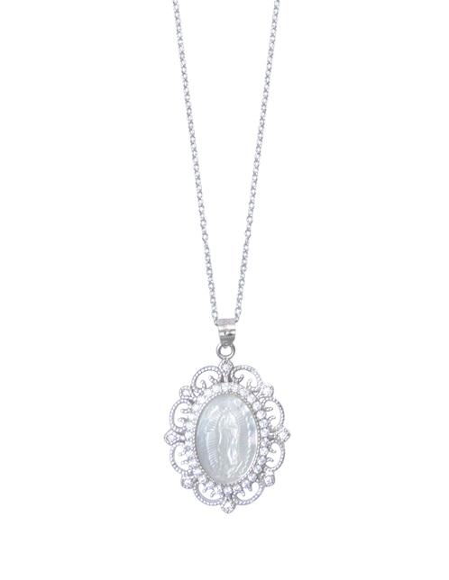 Collar con dije ovalado Virgen Mop .925 de plata P 925 1