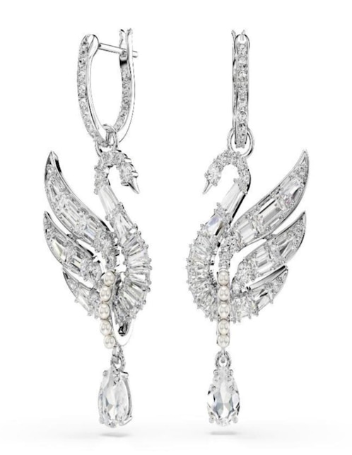 Aretes largos Swan con acabado brillante 1