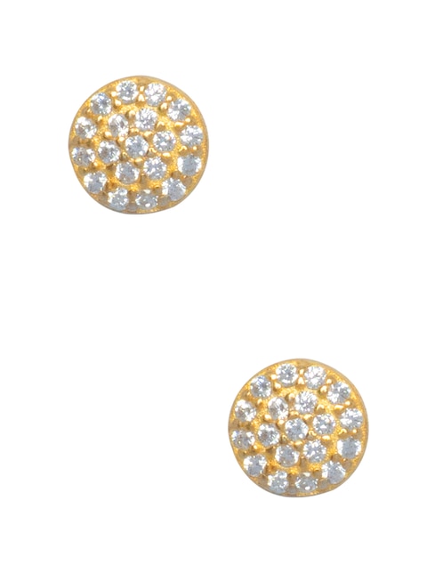 Aretes cortos circulares de plata P 925 con acabado pavé cristal 1