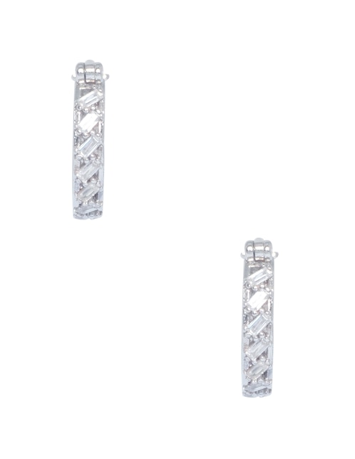 Arracadas Baguettes .925 de plata con acabado pavé zirconia 1