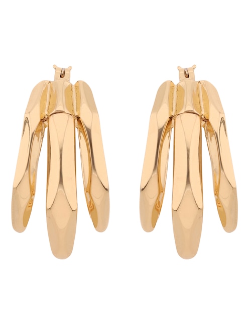 Aretes cortos circulares Gold Facets con acabado brillante 1