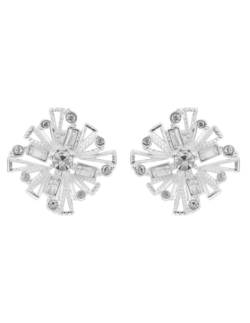 Aretes cortos de flor Winter Sky con acabado plateado 1