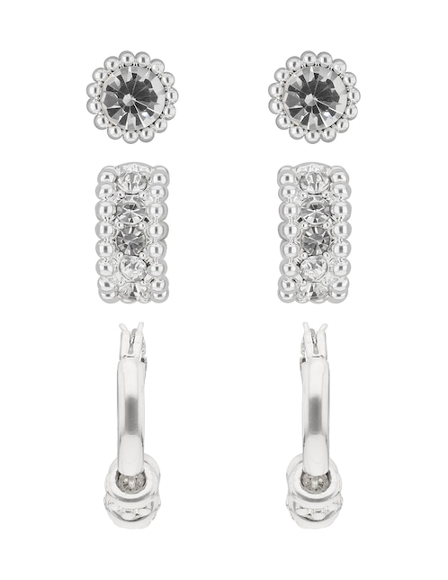 Set de aretes Napier Social Life con acabado pavé cristal