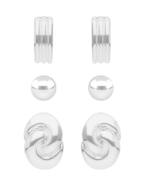 Set de aretes Nine West Metal Ears con acabado brillante