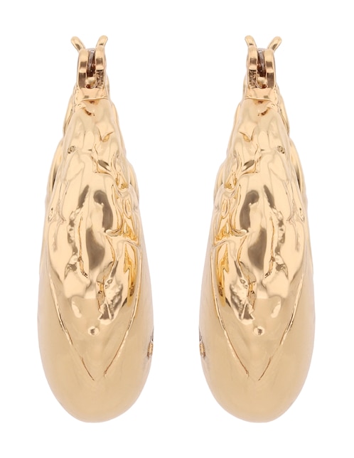 Aretes cortos circulares Gold Textures con acabado brillante 1