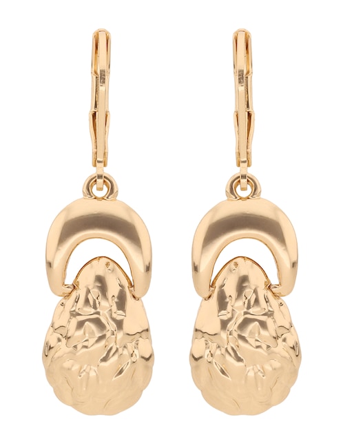 Aretes largos Gold Textures con acabado brillante 1
