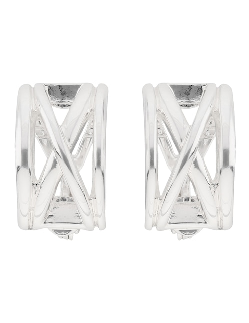 Aretes cortos circulares Basic Mtl Ears F2 con acabado plateado 1