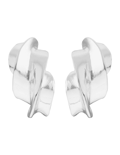 Aretes de letra c Napier con acabado plateado
