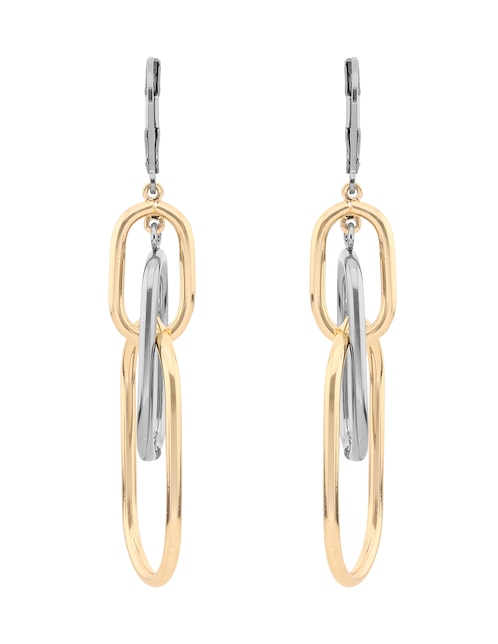 Aretes largos ovalados Nine West Two Tone Armor con acabado brillante