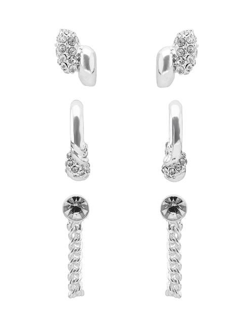 Set de aretes Nine West Social Ropes con acabado brillante