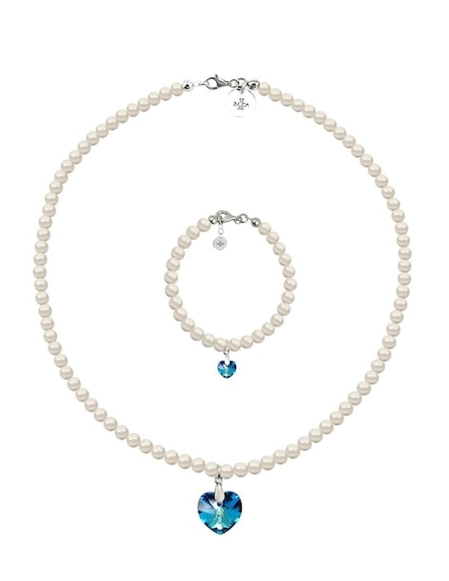 Collar y pulsera de corazón Éclair de plata P925 cristal 1