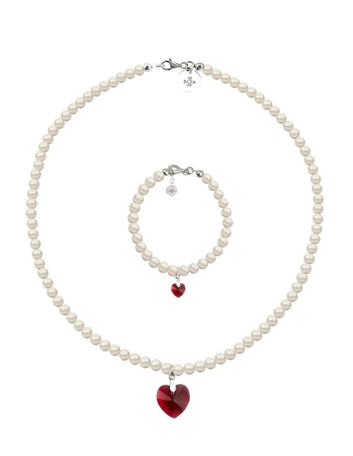 Collar y pulsera de corazón Zvezda Éclair de plata P925 cristal