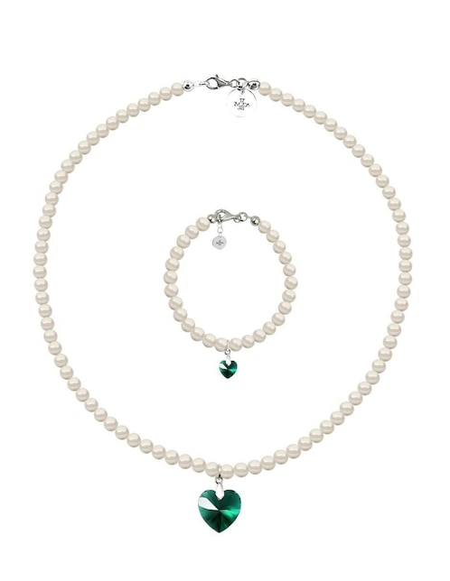 Collar y pulsera de corazón Zvezda Éclair de plata P925 cristal