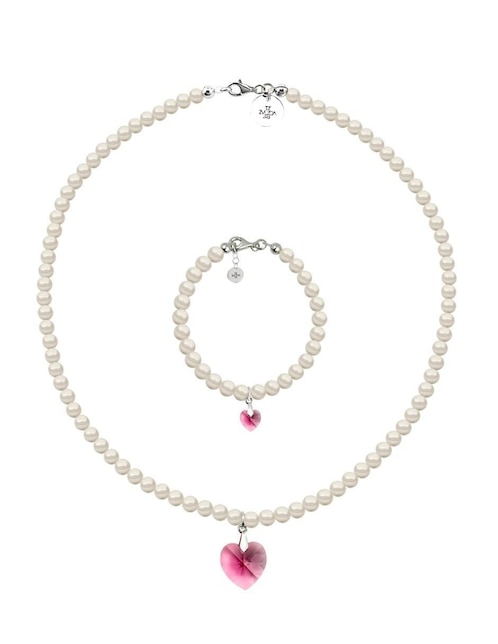 Collar y pulsera de corazón Zvezda Éclair de plata P925 cristal