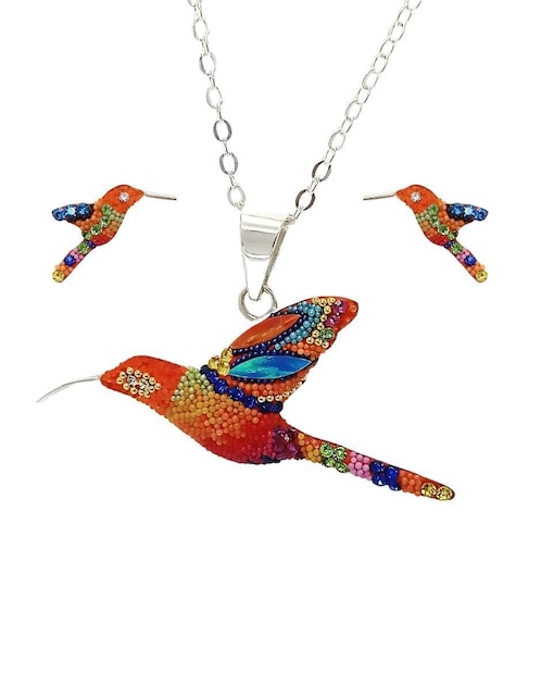 Aretes y collar "de (si aplica)" colibrí zvezda élan no aplica "de" plata p 925 cristal