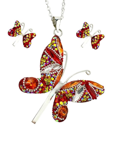 Aretes y collar "de (si aplica)" mariposa zvezda élan no aplica "de" plata p 925 cristal