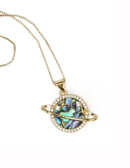 Collar con dije de saturno Moon de oro laminado 10 K
