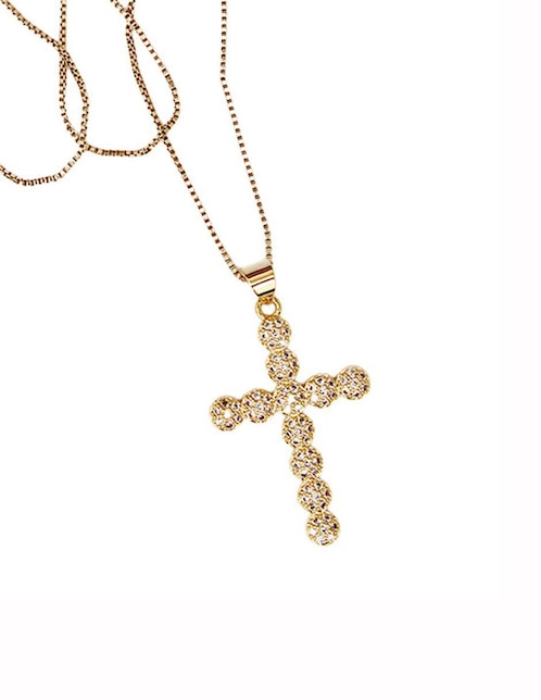 Collar con dije de cruz Moon de oro laminado 10 K