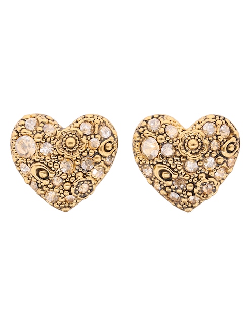 Aretes de corazón Coach con acabado brillante