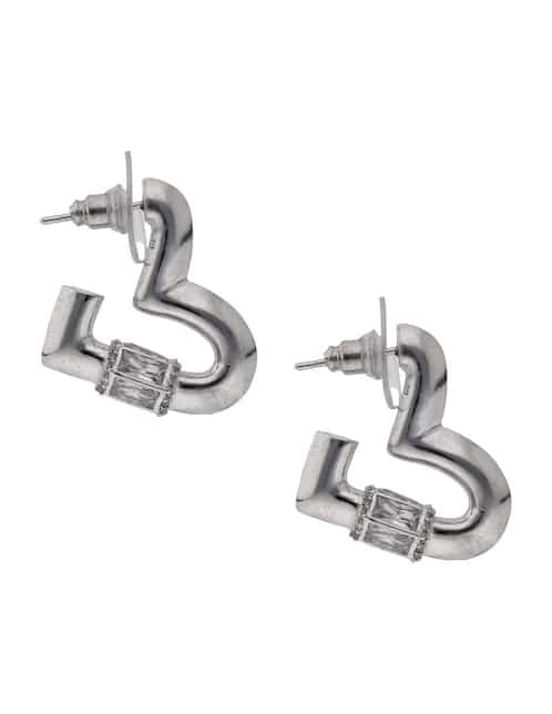 Arracadas de corazón 14 K con acabado baño de rodio zirconia 1