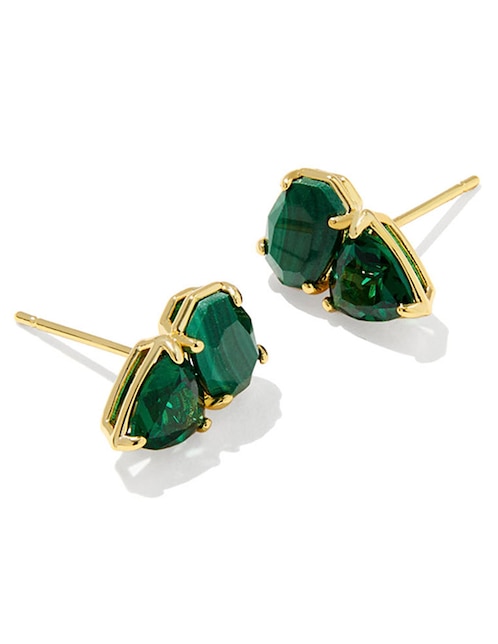 Aretes cortos Tatum con acabado baño de oro 14 K perla de cristal 1