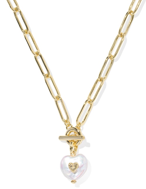 Collar de corazón Kendra Scott Sasha de baño de oro 14 K