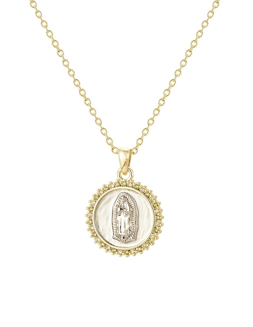 Collar Virgen de Guadalupe ovalado Religiosos de baño de oro 14 K 1