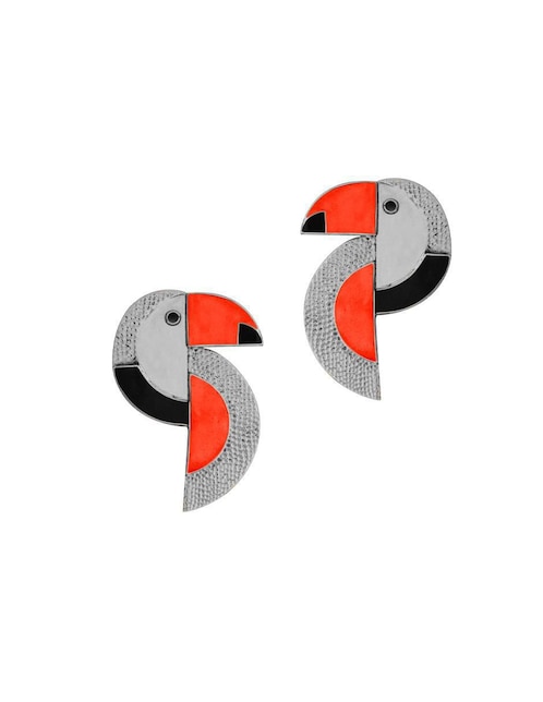 Aretes largos de pájaro Enrique Garcia de plata P925 con acabado brillante
