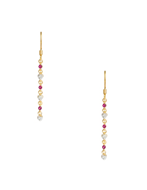 Aretes largos de corazón con acabado pulido zirconia 1