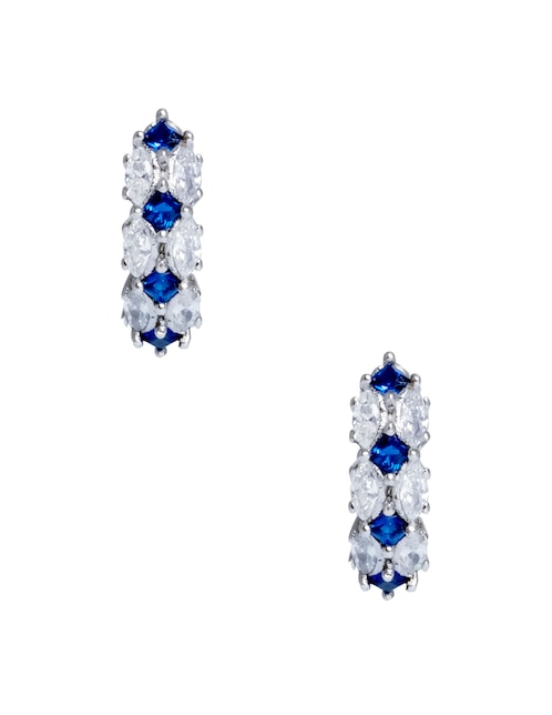 Aretes huggies de plata P925 con acabado pavé zirconia 1