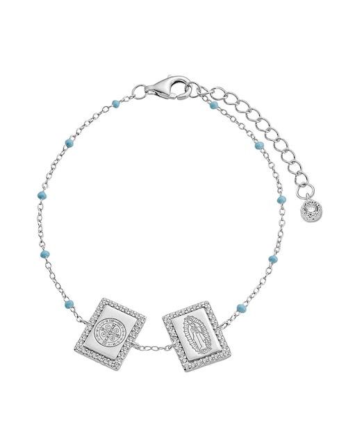Pulsera 14 k Religiosos con acabado baño de oro blanco 1