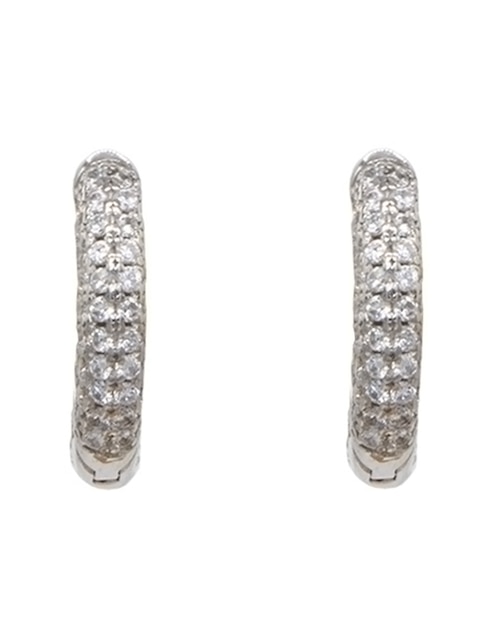 Huggies de plata P 925 con acabado pavé zirconia 1