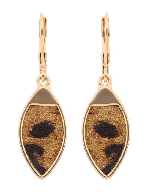 Aretes largos Nine West Leather Animal con acabado brillante
