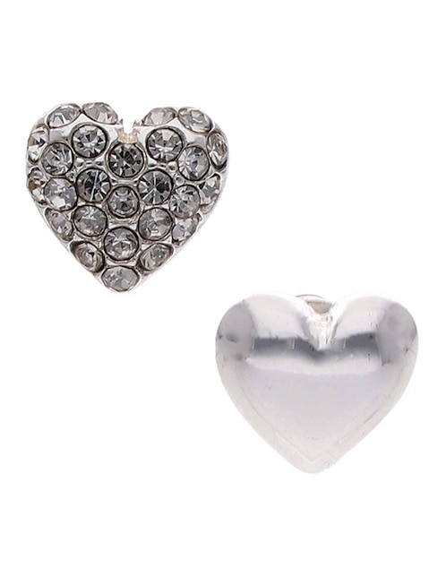 Set de aretes de corazón Duo Ears acabado pavé 1