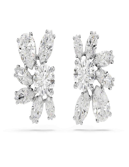 Aretes cortos de flor Mesmera con acabado pavé cristal 1