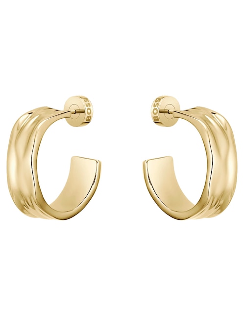 Aretes de aro Hugo Boss Ripple con acabado