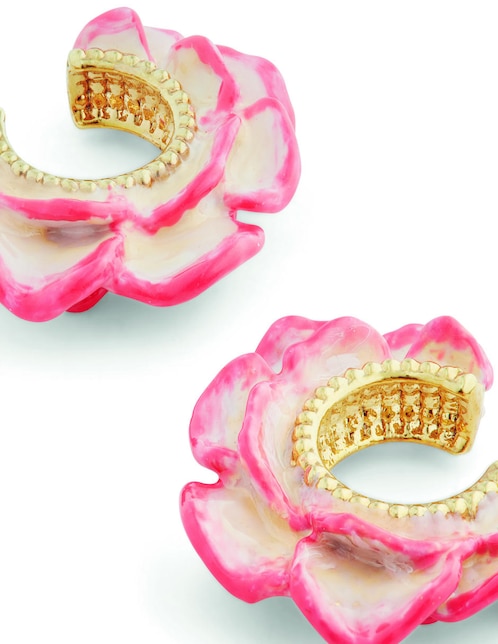 Aretes de aro de flor Reina de las Flores con acabado baño de oro