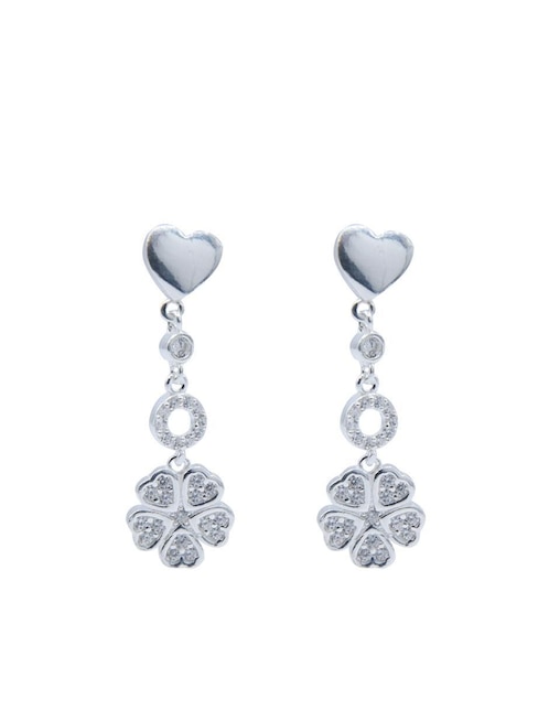Aretes de corazón de plata P 925 con acabado pulido zirconia