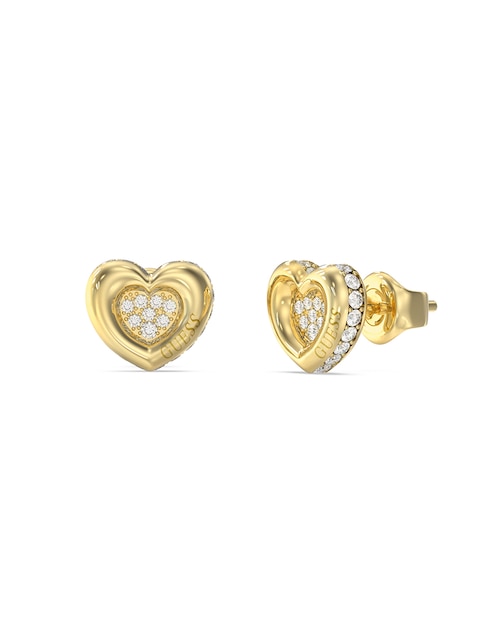 Aretes cortos de corazón Guess Love con acabado Pavé Circonita