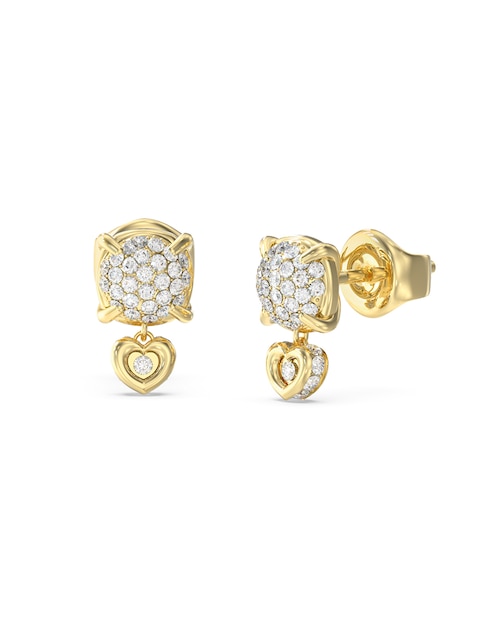 Aretes cortos de corazón Guess Love con acabado Pavé Circonita