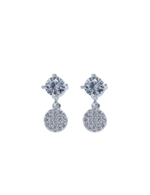 Aretes cortos circulares Bijoux FP de plata P 925 con acabado pulido zirconia