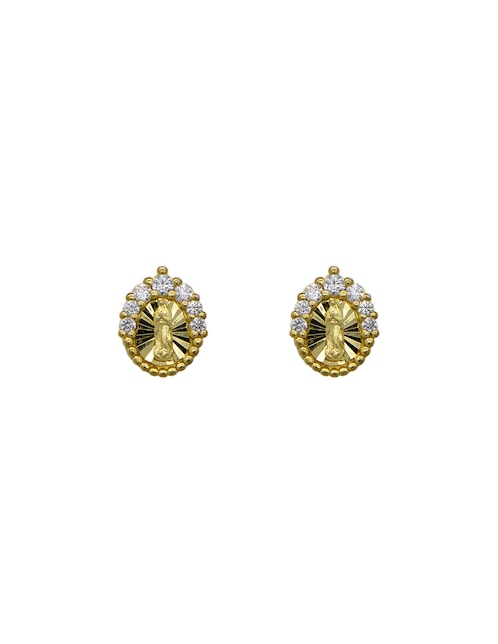 Broqueles Artre Virgen de plata P925 con acabado pavé zirconia