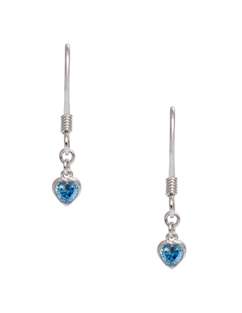 Aretes cortos de corazón Charms con acabado baño rodio zirconia cúbica 1