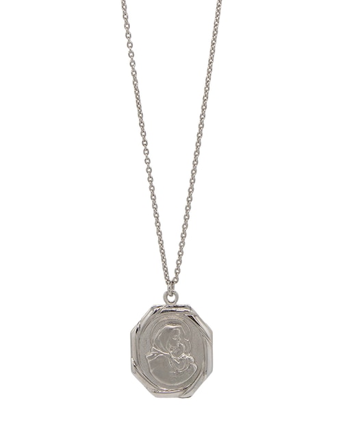 Collar con dije octagonal Virgen Niño de plata P 925 1