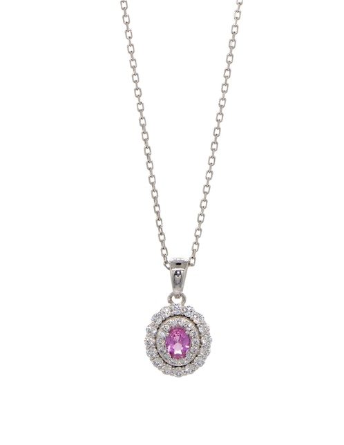 Collar con dije ovalado Pavé Oval de plata P 925 1