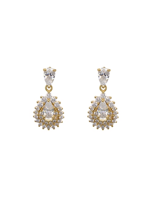 Aretes cortos de gota de plata P925 con acabado pavé zirconia 1