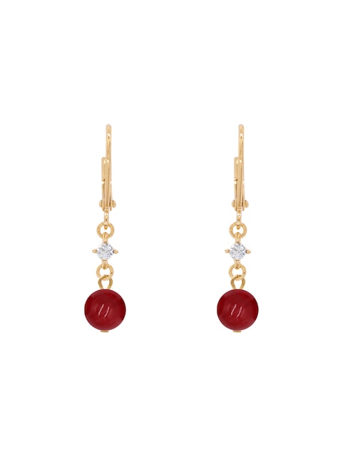 Aretes largos Emanuel Ungaro Jade Rojo con acabado pulido jade