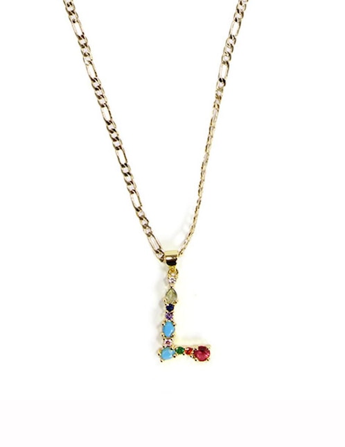 Collar con dije de letras de oro laminado 10 K