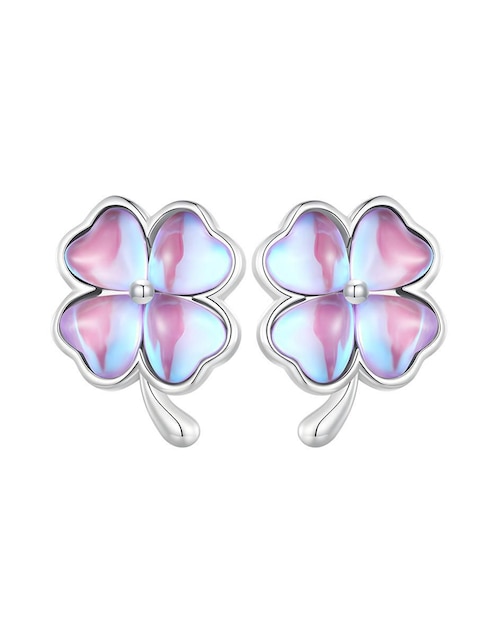 Broqueles de trébol Ame Jewelry Glam Pop de plata P925 con acabado baño rodio cristal